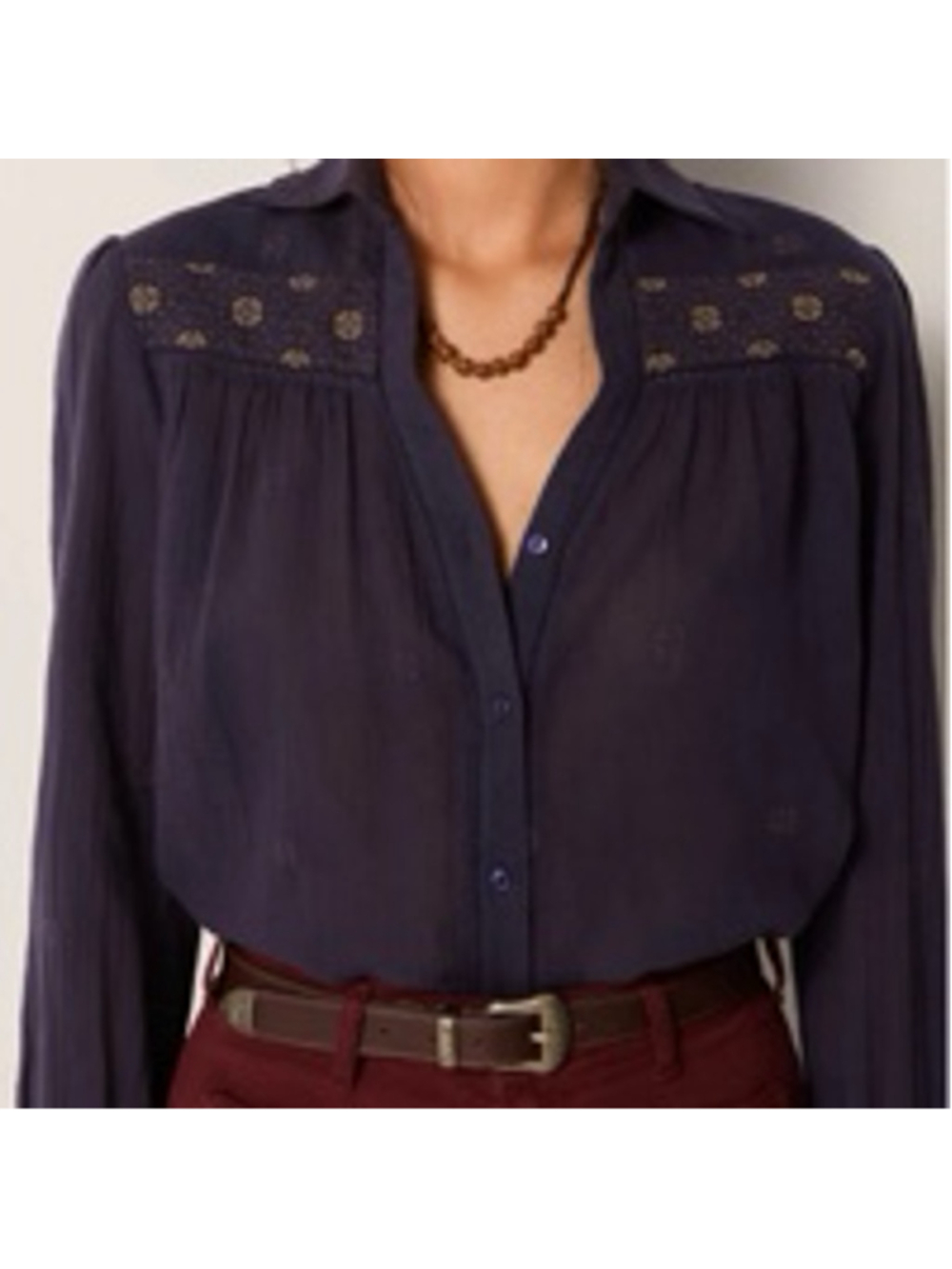 NWT Maison Hotel Amrit Blouse Indigo Embers Boho Embroidered Top Small